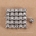 Sef085 Bijoux en bijoux en gros 925 en argent sterling 26 lettres perles charme grand trou pour bracelet / collier